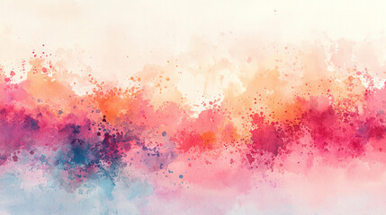 Fototapeta premium Abstract background vibrant abstract watercolor wash in pastel hues, featuring soft edges and blend of pink, orange, and blue tones, creating serene atmosphere
