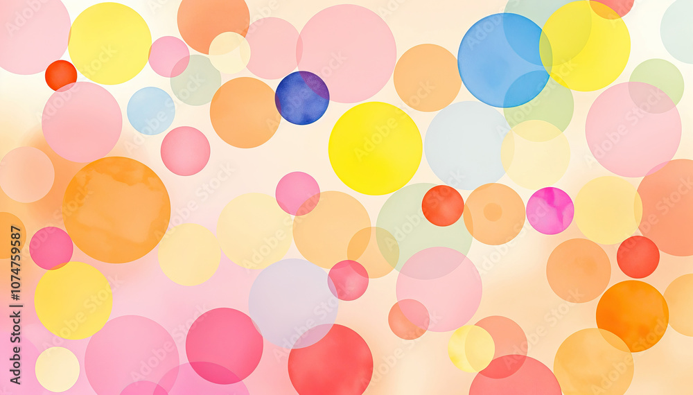 Poster colorful abstract background with overlapping translucent circles vibrant pastel aesthetic
