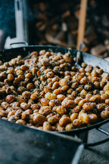 Roasted beans dish in a black pan