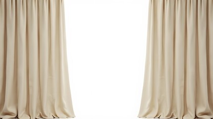  Luxurious Cream Drapes with Tiebacks ISOLTED IN WHITE BACKGORUND 