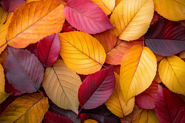 Vibrant autumn leaves covering the ground in various colors