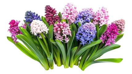 Fototapeta premium Flower Arrangement or Bouquet of Colorful Spring Flowers Isolated on White Background - a vibrant and delightful visual. The flower arrangement or bouquet of colorful spring flowers isolated on the 