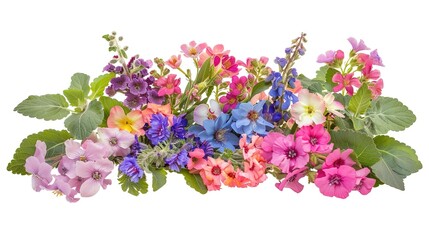 Fototapeta premium Flower Arrangement or Bouquet of Colorful Spring Flowers Isolated on White Background - a vibrant and delightful visual. The flower arrangement or bouquet of colorful spring flowers isolated on the 