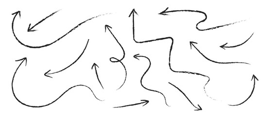 Set of simple lines hand drawn black arrows in various style. Set of simple of hand drawn black arrows. Set of simple lines hand drawn black arrows. Various of simple lines arrows collection