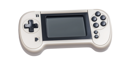 Old handheld video game console isolated on transparent background