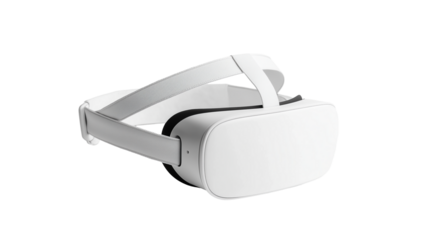 White VR headset with adjustable strap isolated on transparent background
