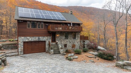 Modern Home Surrounded by Autumn Foliage