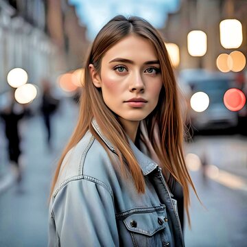 portrait of a woman in the city looking to the camera full hd