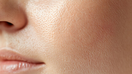 Close up macro photo of face skin texture showing wrinkles and pores