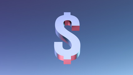 Volumetric metallic dollar sign. USD dollar symbol,financial concept,wallpaper.3D render