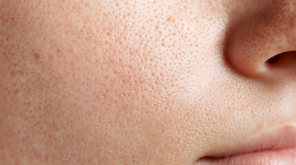 Close up macro photo of face skin texture showing wrinkles and pores