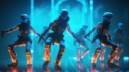 Fototapeta premium Cyberpunk Soldiers in a Futuristic World