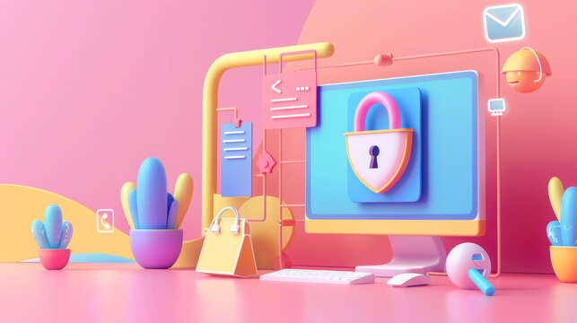 Vibrant illustration for safer internet day with cybersecurity theme