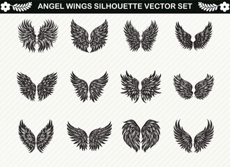 Collection of Angel Wings Silhouette Designs