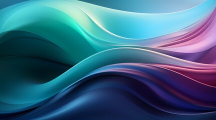 Obraz premium digital technology abstract blue green purple gradient curve poster background