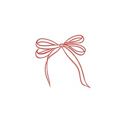 Freehand red bow sketch - template for postcard, textile