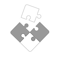 Set of black and white puzzle pieces isolated on a white background. Vector illustration