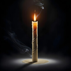 A majestic solitary church candle stands tall