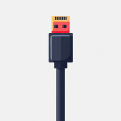 Fototapeta premium A flat HDMI cable icon displayed on a white background, perfect for representing digital connectivity in technology and design projects.