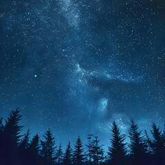 Fototapeta premium sky full of stars and silhouettes of trees below