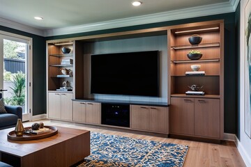 Modern Functional Cabinet Design for Entertainment Center Interior Display