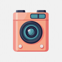 This simple flat design camera icon features a stylish look with a prominent lens. Perfect for digital art and photography themes on clean white backgrounds.