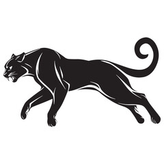 Obraz premium Running panther on a white background. illustration of a silhouette of a lion.