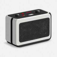 Obraz premium This image features a simple portable speaker design on a clean white background. Ideal for showcasing modern audio equipment in various settings.