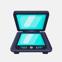 Fototapeta premium This flat scanner icon on a white background is perfect for illustrating office technology or digital tools. A modern design that stands out!