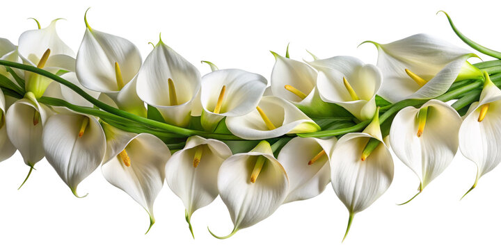 garland of calla lily flowers, transparent background