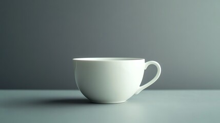 Fototapeta premium A plain white coffee mug on a blue table.