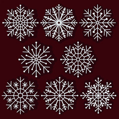 Vector snowflake set, perfect for winter decorations.