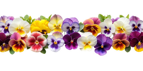 garland of pansy flowers, transparent background