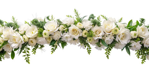garland of white flowers, transparent background