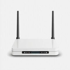 A simple wireless router icon displayed on a clean white background. Ideal for concepts related to internet connectivity and modern technology in digital design.