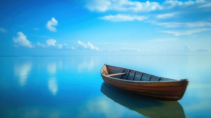 Fototapeta premium Serene Boat on a Calm Lake