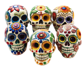 Sugar skulls calavera, transparent background