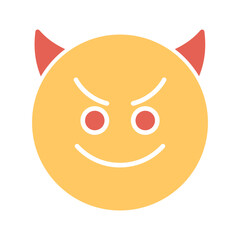 Smiling Face with Horns Vector Icon