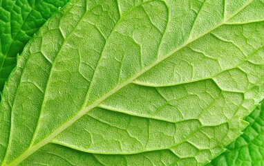 A close-up of mint leaf texture, showcasing fine details and lush green color, fresh and minimal, isolated on white background