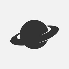 Saturn planet graphic icon. Abstract isolated sign on white background. Vector illustration 