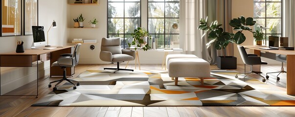 Bright and Minimalist Workspace with Natural Light and Modern Furniture