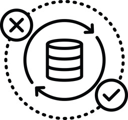 Fault Tolerance Icon – Redundant System with a Backup Arrow. Black Vector outline style