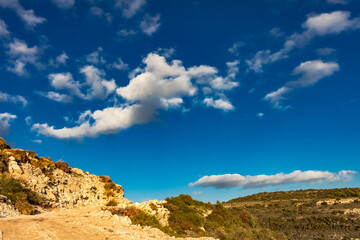 Tranquil Cypriot Landscape: Mountain View with Clear Sky and Sparse Vegetation