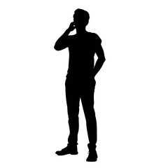a man thinking pose vector silhouette isolated white background