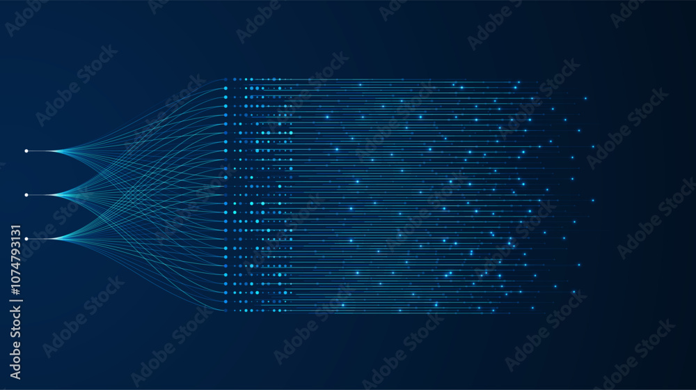 Poster Big data visualization. Social network, financial analysis of complex databases. Data mining. Vector technology background. Information analytics concept.