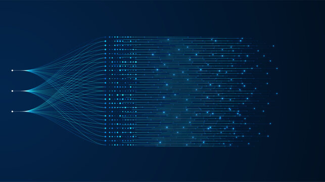 Big data visualization. Social network, financial analysis of complex databases. Data mining. Vector technology background. Information analytics concept.