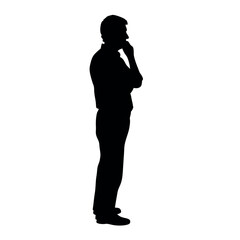 a man thinking pose vector silhouette isolated white background