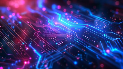  digital banner concept electrical motherboard circuit with digital lines blue futuristic background wallpaper 