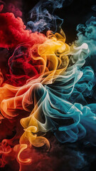 Obraz premium Wallpaper. A captivating abstract art that immerses the viewer in a world of vivid, swirling colors. The background showcases a harmonious blend of fiery red, yellow, blue, and orange flames