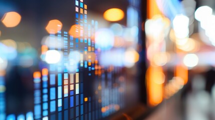 Digital stock ticker showcasing fluctuating oil prices against a blurred backdrop of financial charts and graphs. Market volatility,oil price shifts,energy industry,data science, fintech